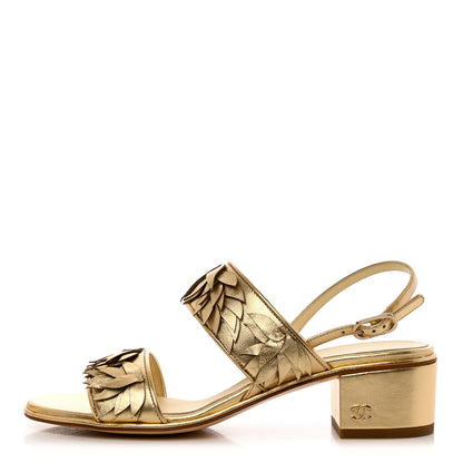 Chanel Metallic Lambskin Sandals 37 Gold 1 of 8