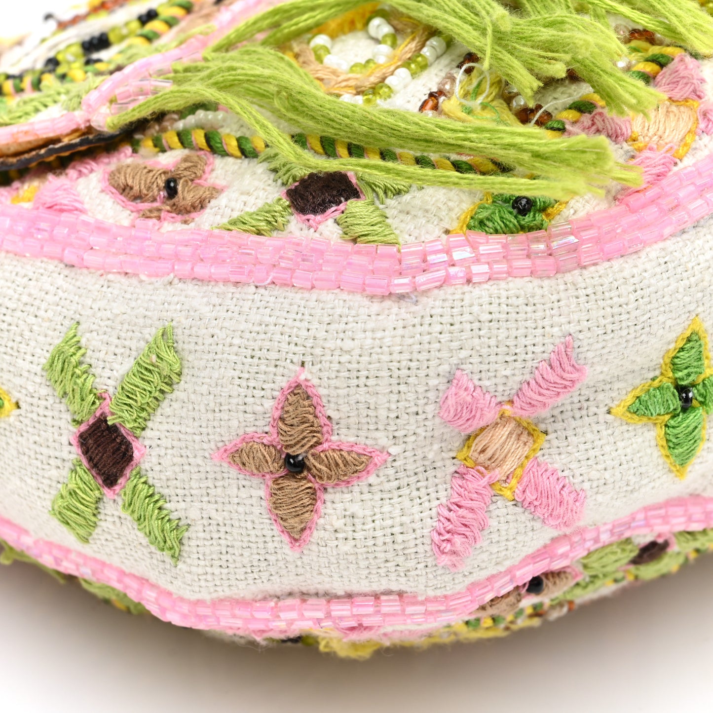 Canvas Snakeskin Beaded Baguette White Multicolor