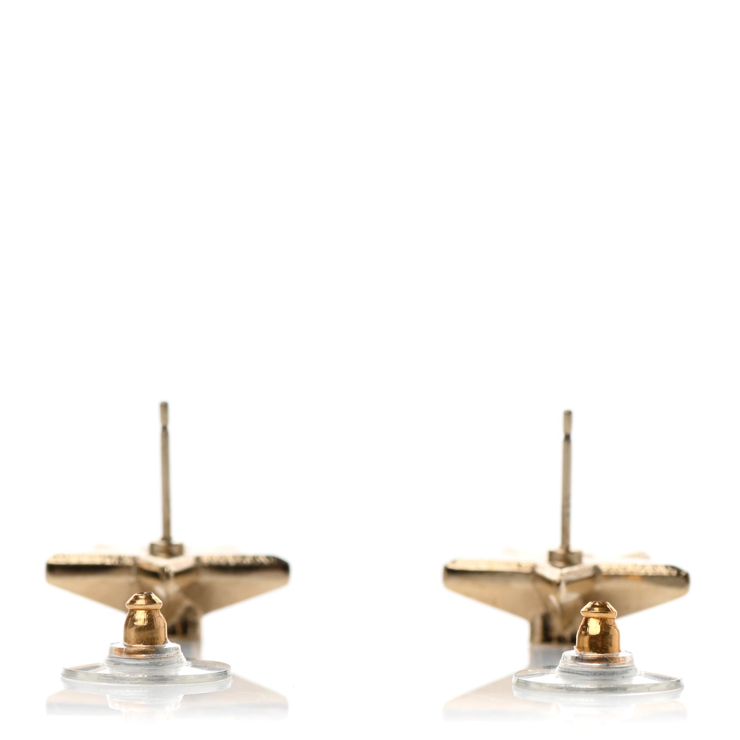 Metal CC Star Earrings Gold