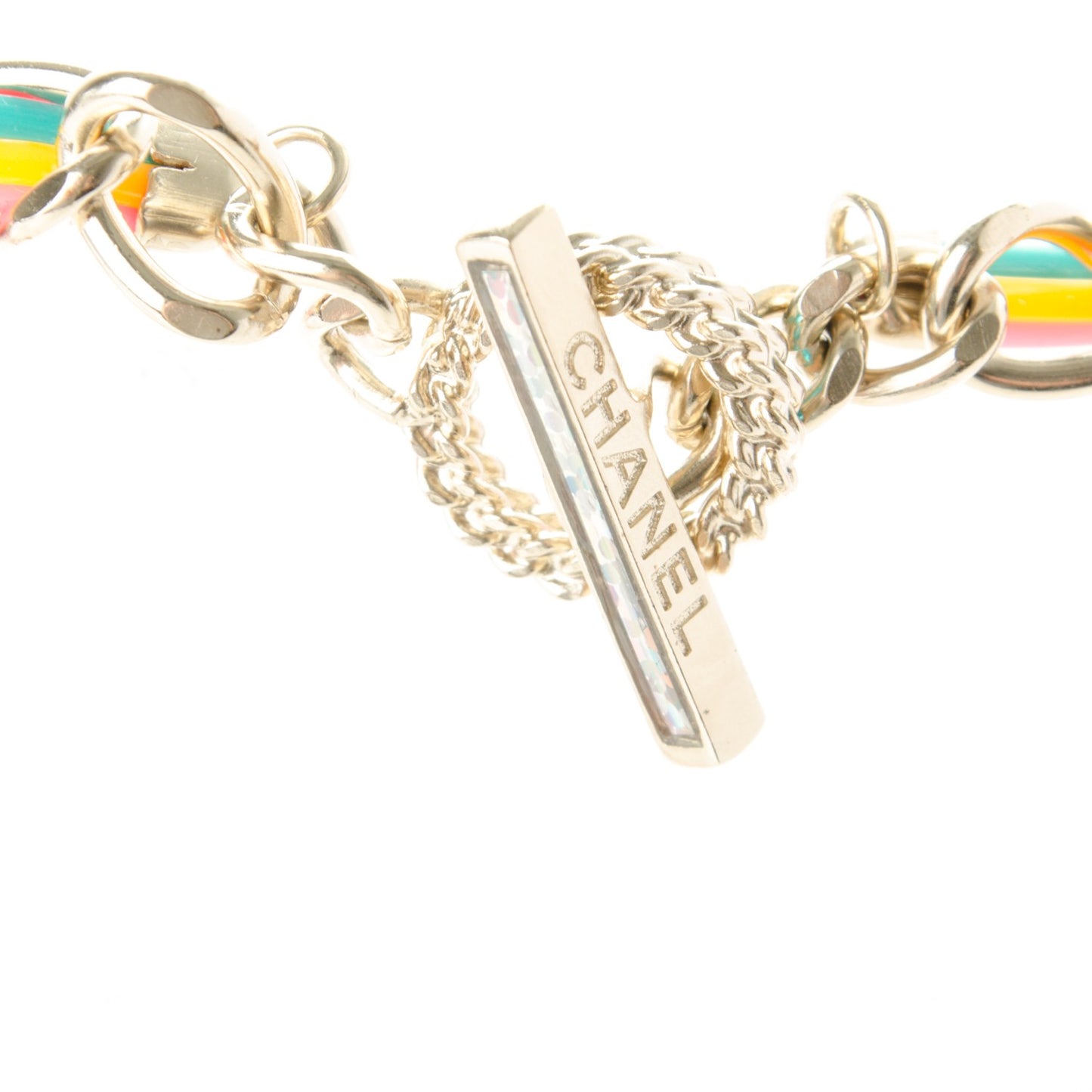 Metal Strass PVC Enamel CC Chain Link Choker Necklace Gold Blue Pink Yellow