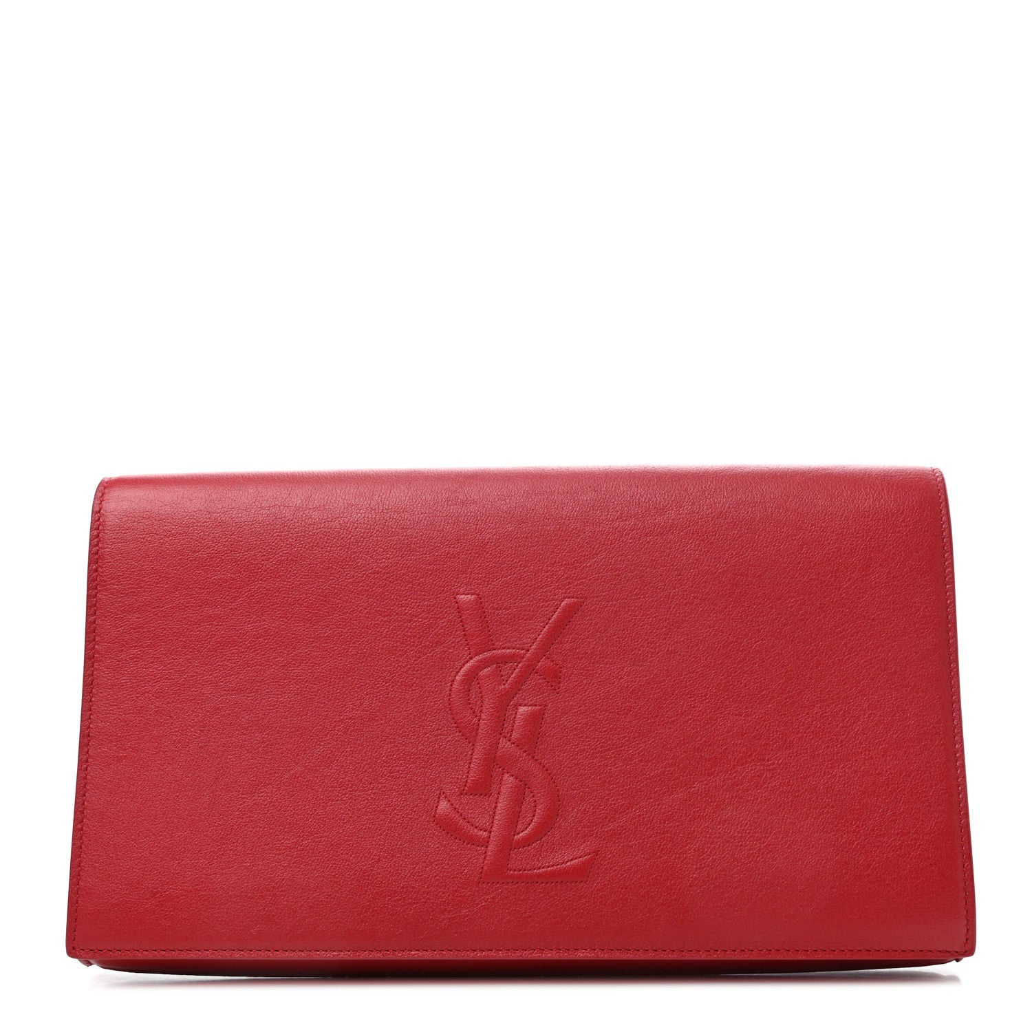 Saint Laurent Calfskin Monogram Large Belle De Jour Clutch Red 1 of 4