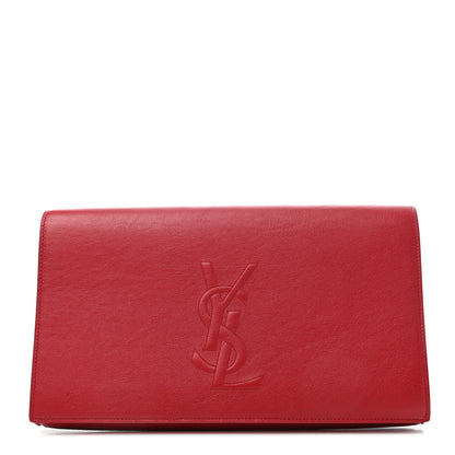 Saint Laurent Calfskin Monogram Large Belle De Jour Clutch Red 1 of 4