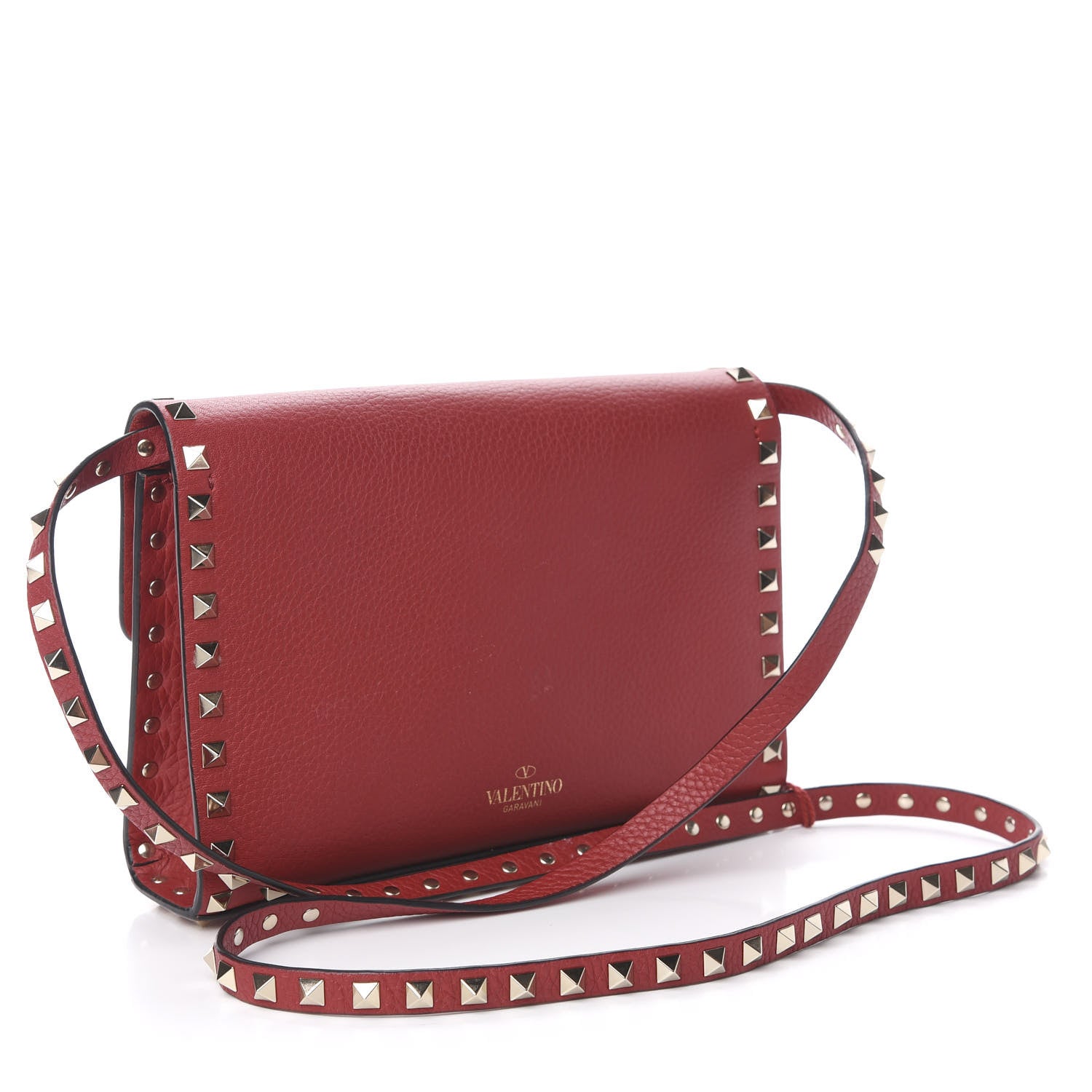 Valentino Garavani Pebbled Calfskin Medium Rockstud Flip Lock Crossbody Bag Red 3 of 10