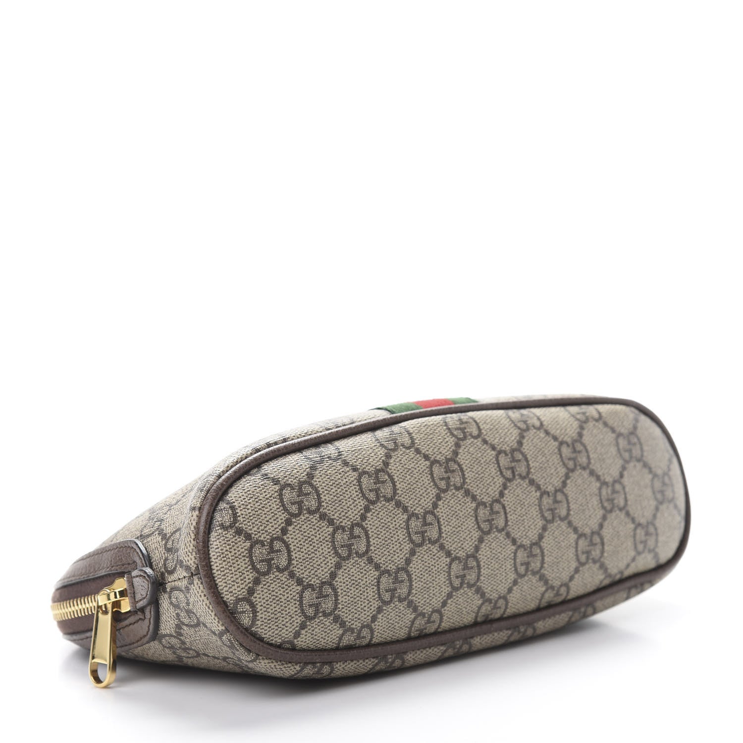 Gucci GG Supreme Monogram Textured Calfskin Web Large Ophidia Cosmetic Case Beige Ebony New Acero 4 of 9