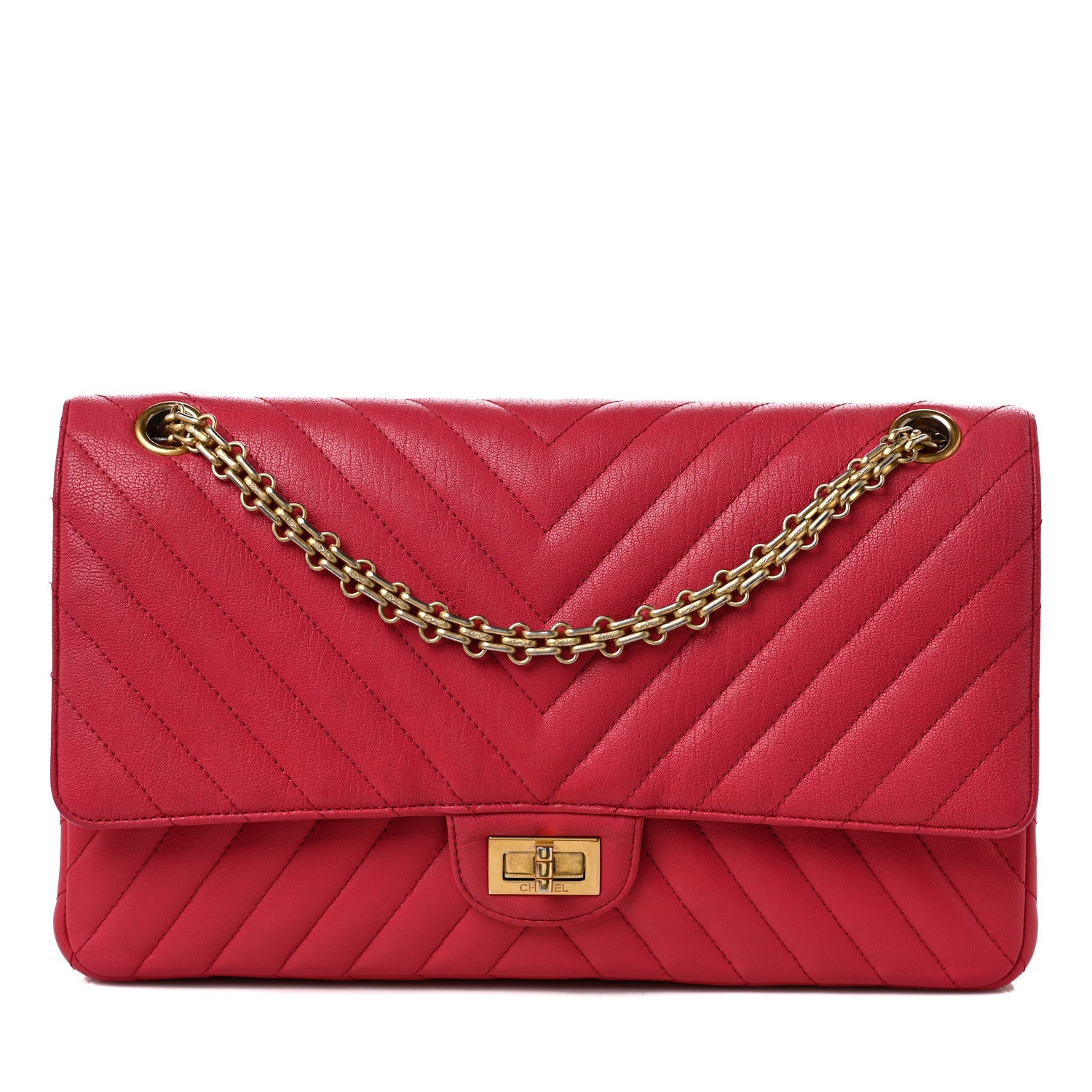 Chanel Sheepskin Chevron Quilted 2.55 Reissue 226 Flap Dark Pink 1 of 12