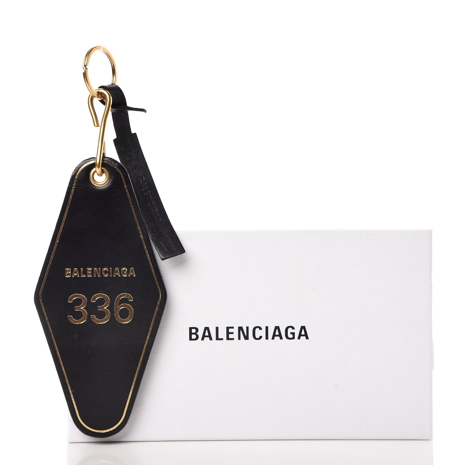 Balenciaga Calfskin Hotel Diamond Key Ring Black 5 of 5