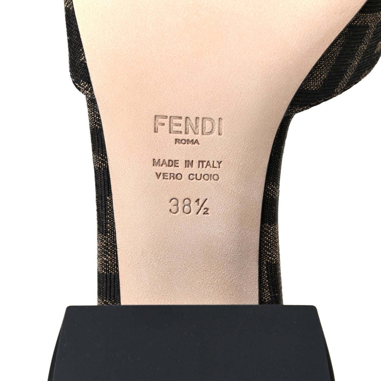 Fendi Jacquard Calfskin FF Crocodile Embossed Promenade Slide Sandals 38.5 Tobacco Moro Black 9 of 17