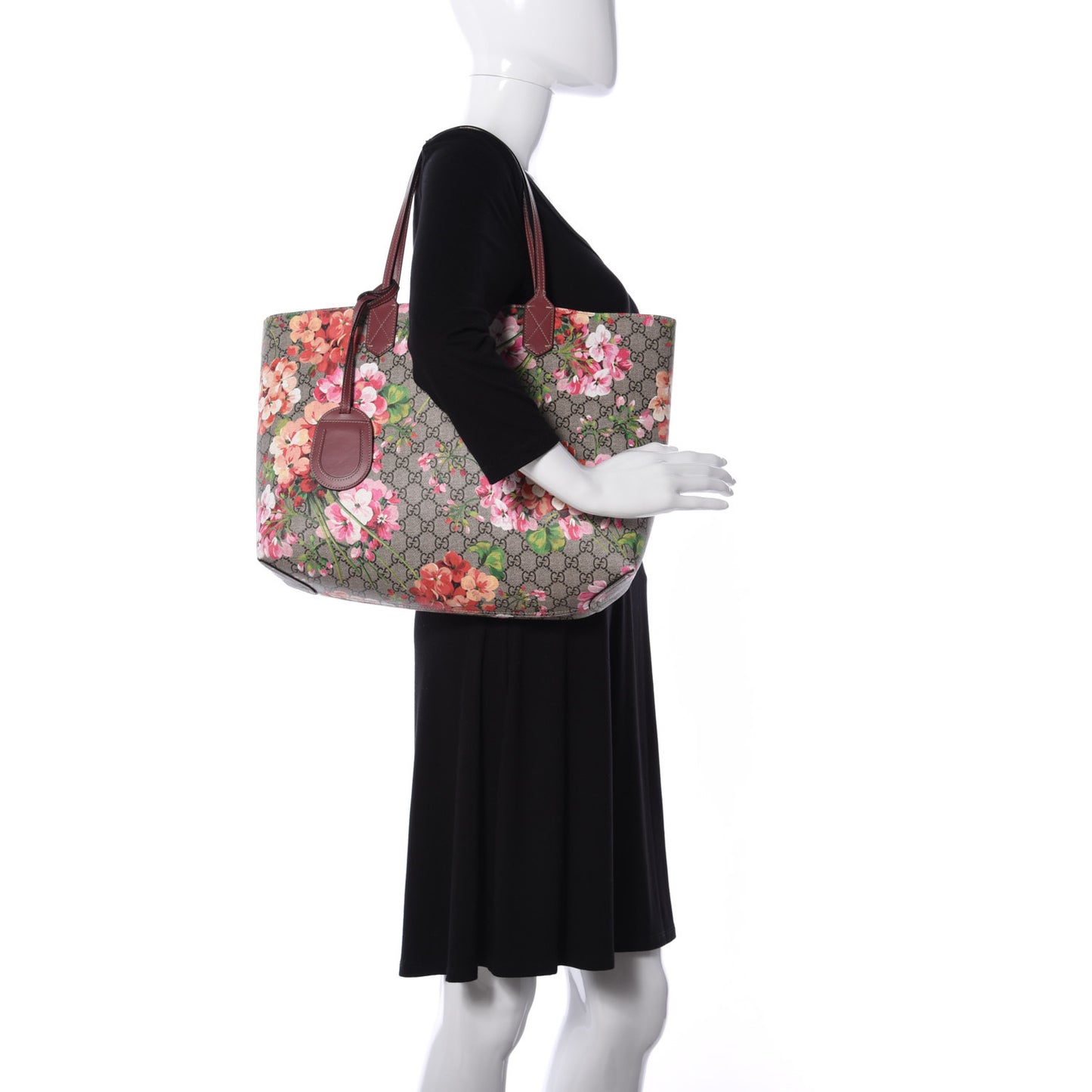 GG Supreme Monogram Blooms Medium Reversible Tote Beige Multicolor Dry Rose