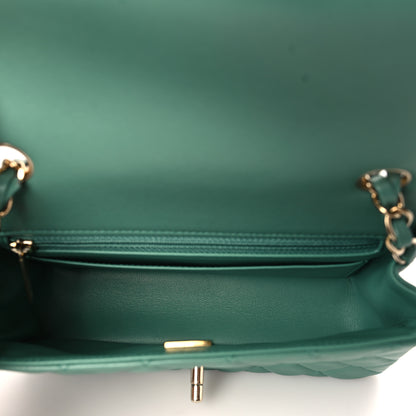 Chanel Lambskin Quilted Mini Rectangular Flap Dark Green 5 of 10