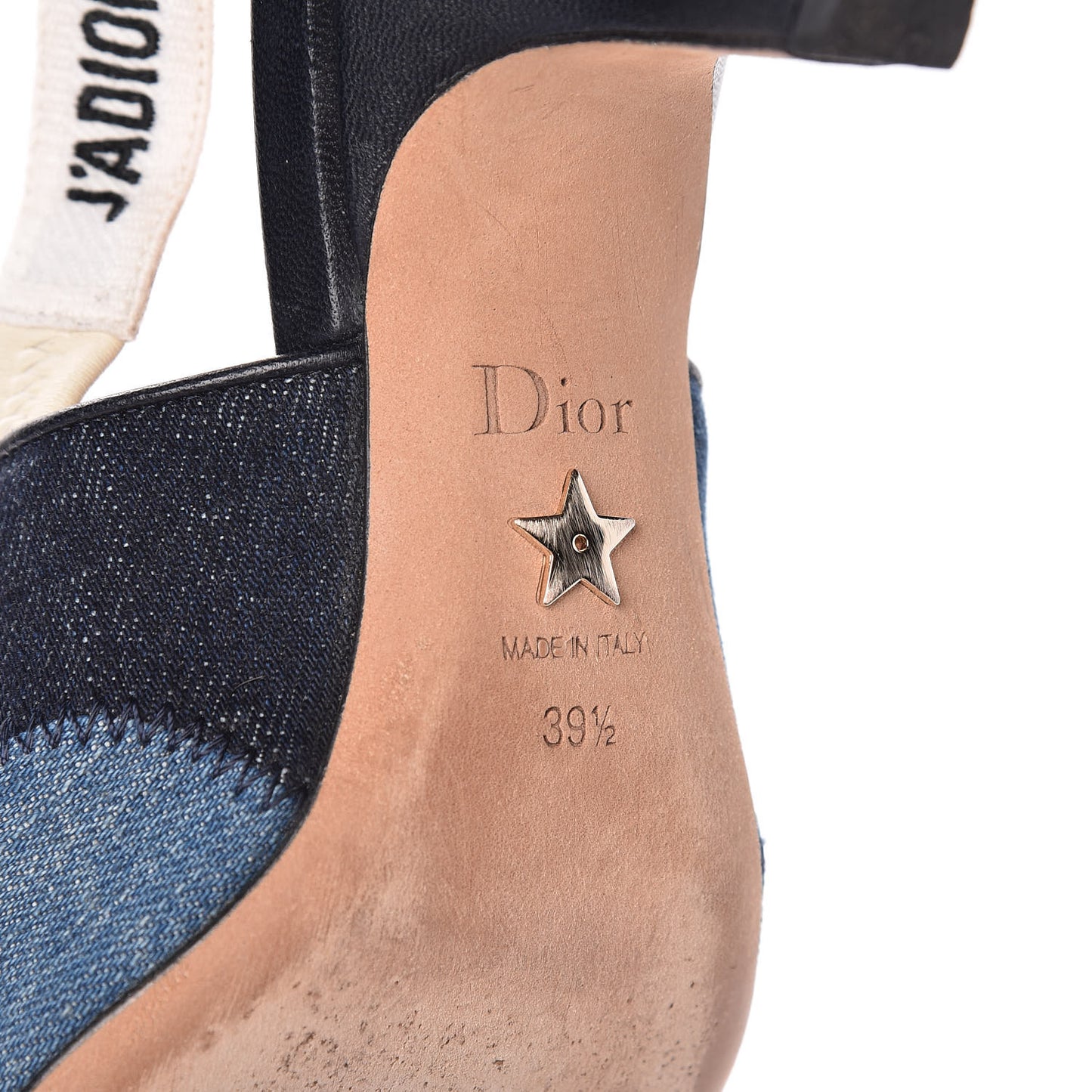Denim Ribbon Patchwork J'Adior Slingback 65mm Pumps 39.5 Deep Blue