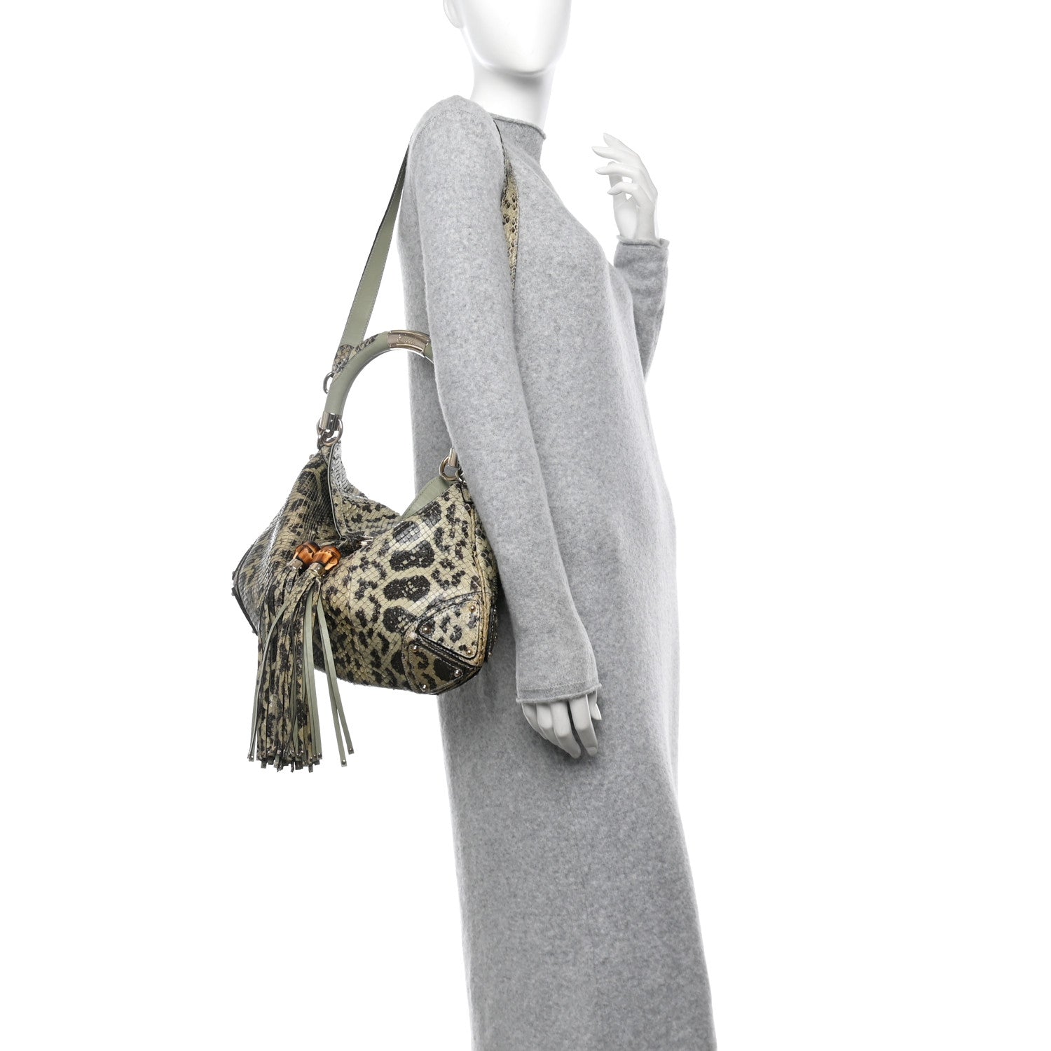 Gucci Python Medium Indy Top Handle Hobo Green Multicolor 2 of 10
