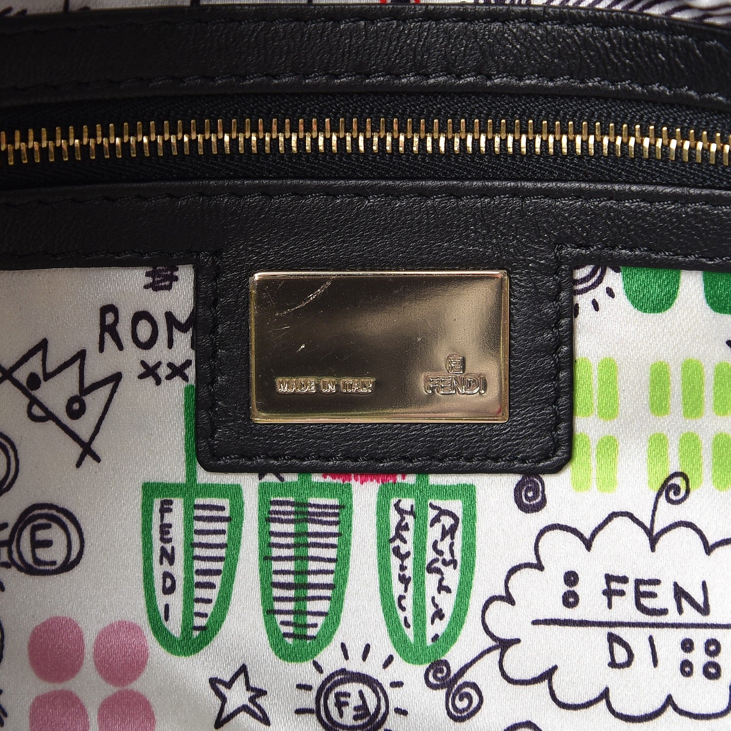 Fendi Nappa Logo Embossed Baguette Black 6 of 7