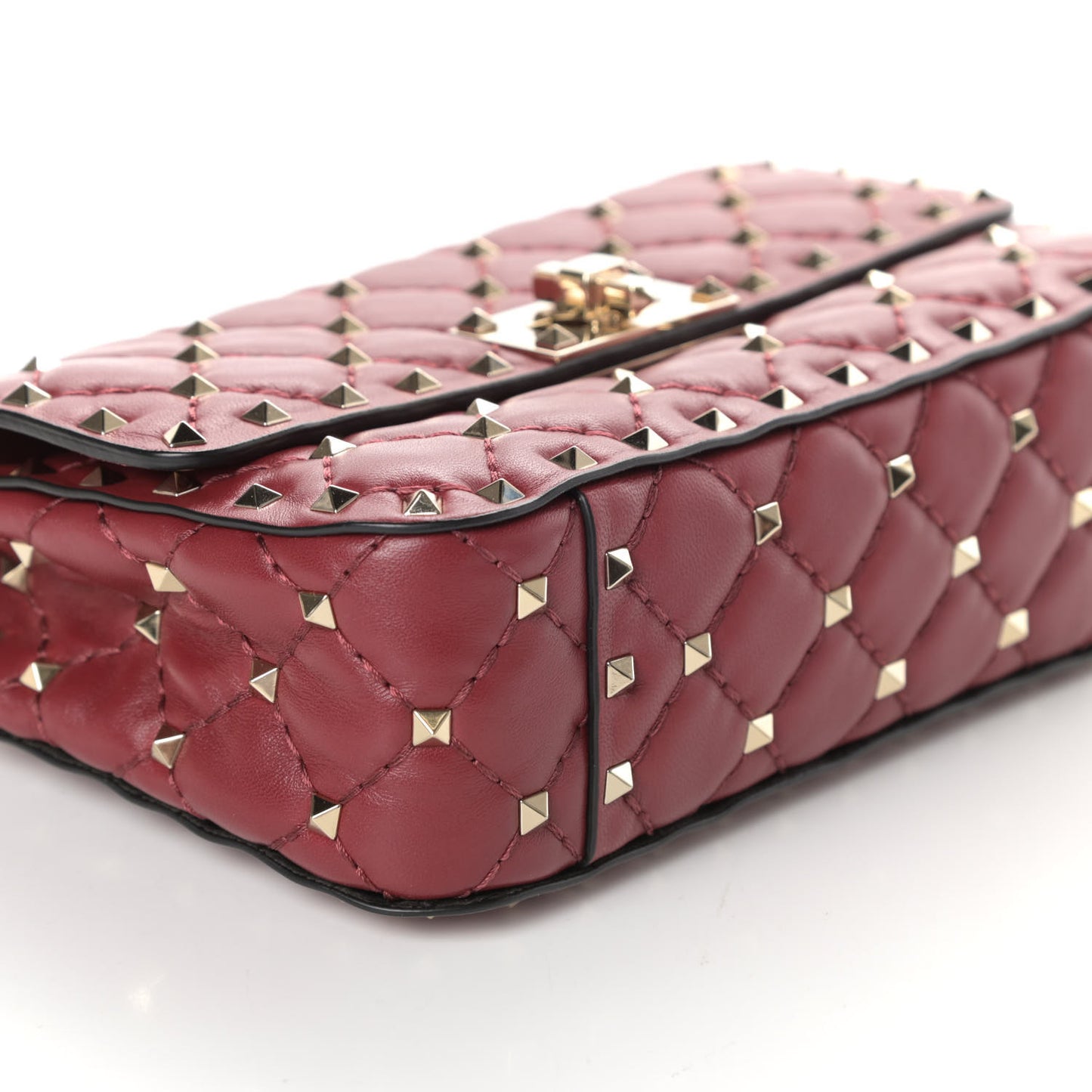 Nappa Small Rockstud Spike Shoulder Bag Rubino