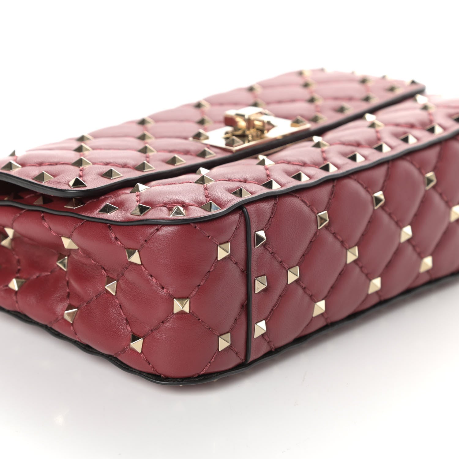 Valentino Garavani Nappa Small Rockstud Spike Shoulder Bag Rubino 8 of 9