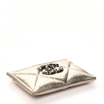 Chanel Metallic Lambskin Quilted Chanel 19 Card Holder Gold 4 of 11