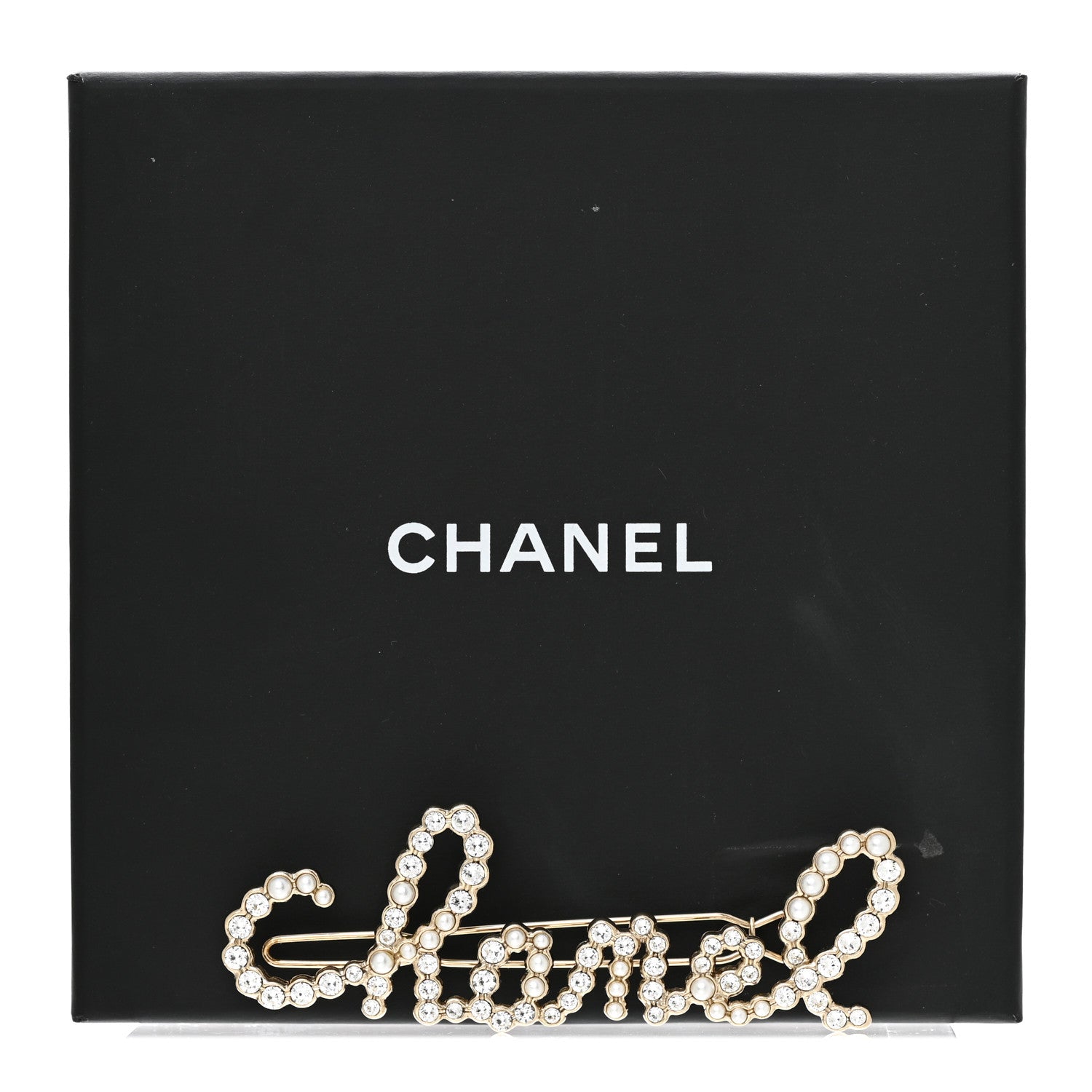 Chanel Metal Glass Swirling Pearls Hair Clip Gold 6 of 6