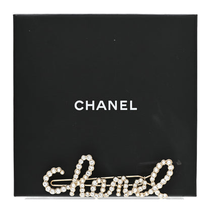 Chanel Metal Glass Swirling Pearls Hair Clip Gold 6 of 6
