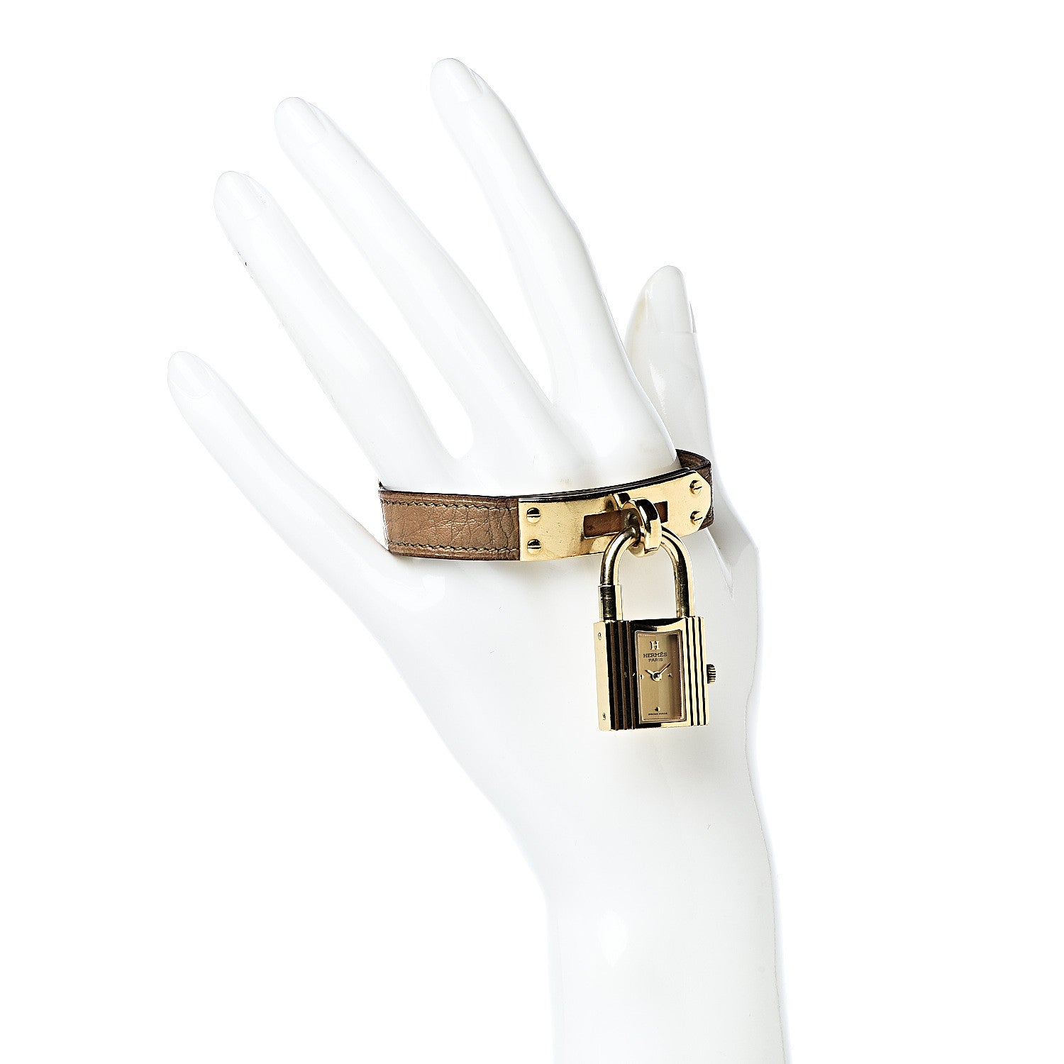 Hermes Stainless Steel Clemence 20mm Kelly Cadena Quartz Watch Gold 2 of 12