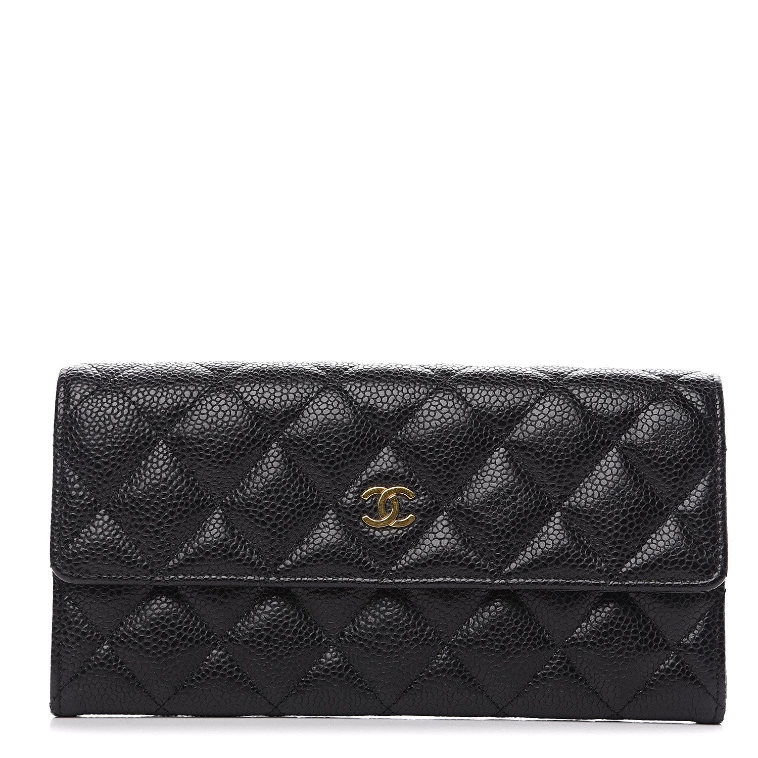 Chanel Caviar Quilted Large Gusset Flap Wallet Black 1 of 8