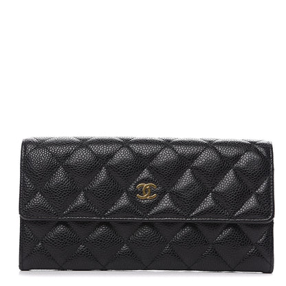 Chanel Caviar Quilted Large Gusset Flap Wallet Black 1 of 8