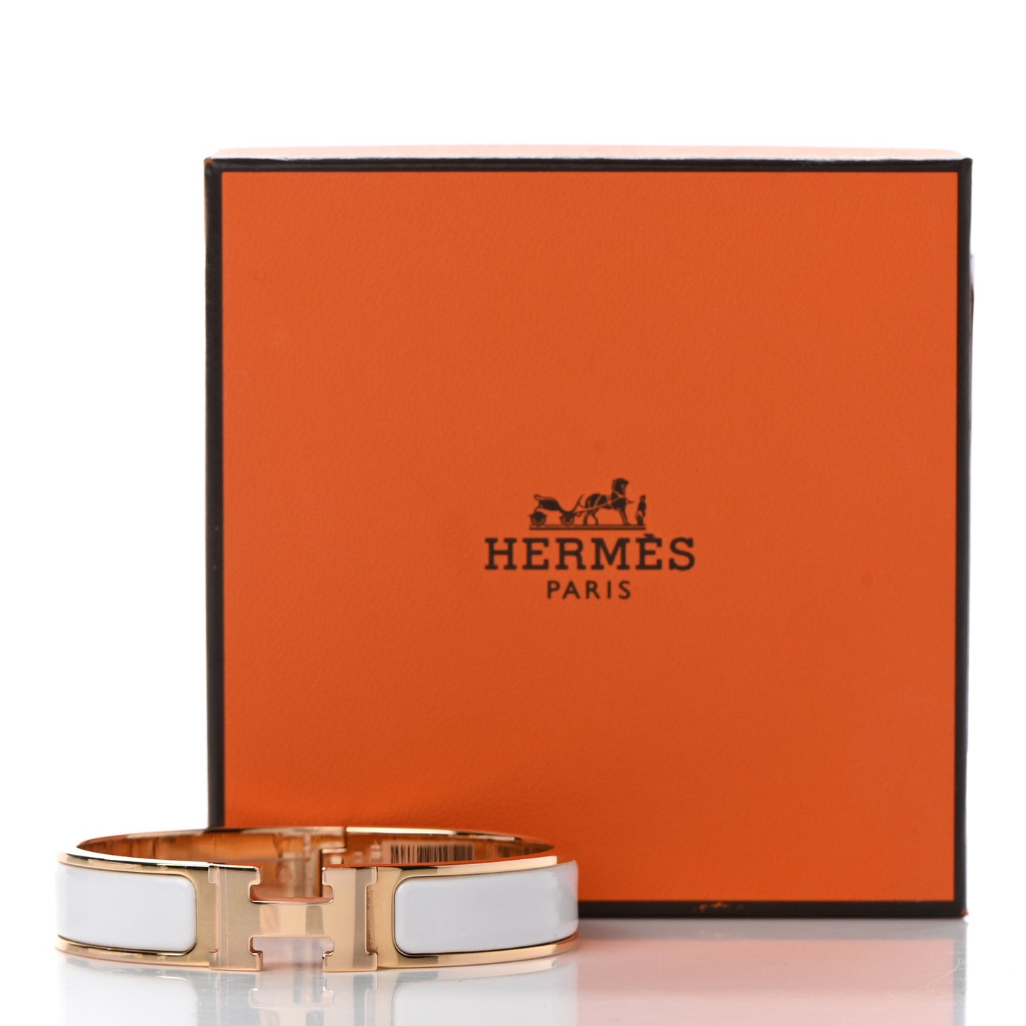 Enamel Narrow Clic Clac H Bracelet PM White