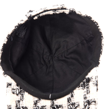 Chanel Tweed CC Cap Hat M Black White 5 of 6
