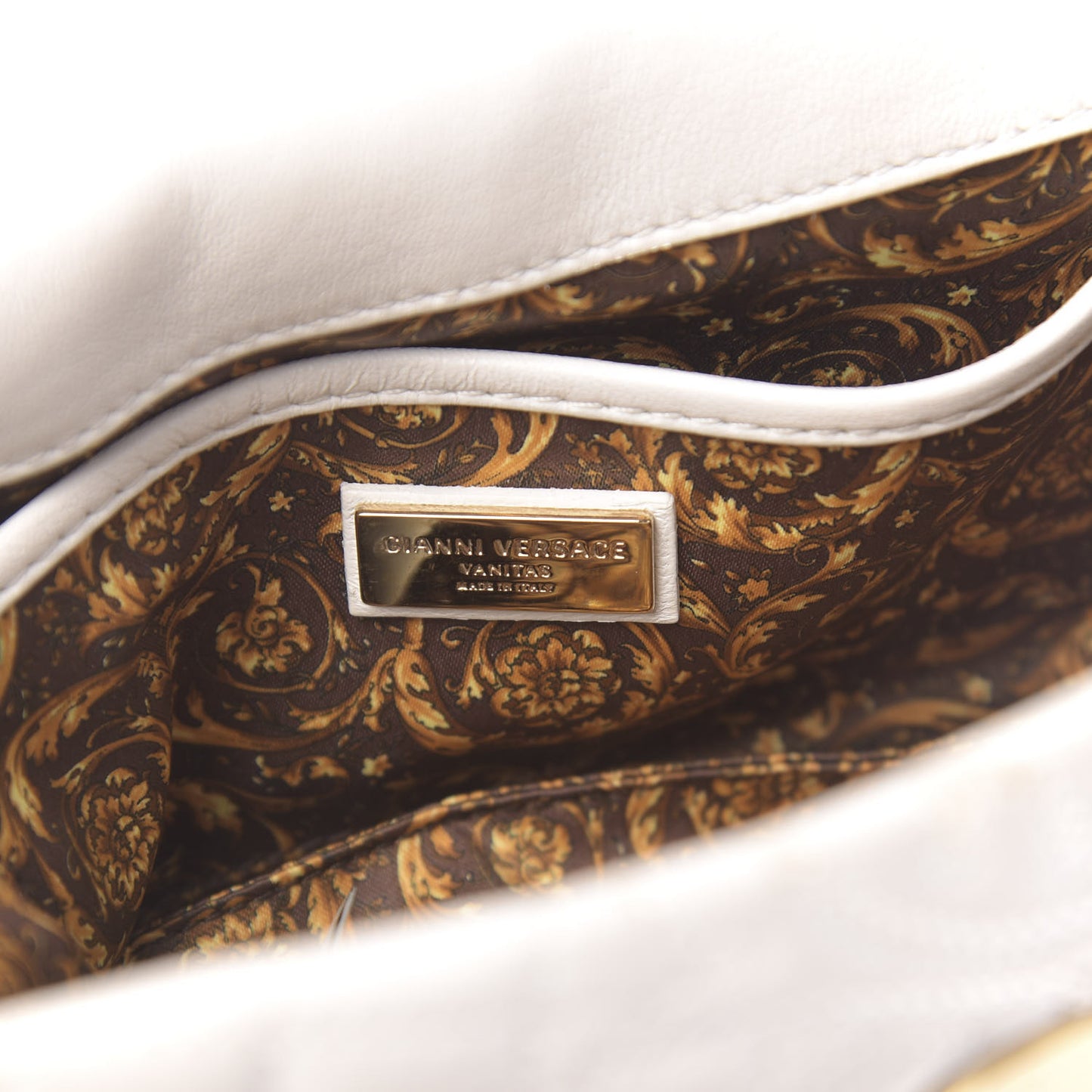 Nappa Barocco Quilted Vanitas Medea Shoulder Bag White