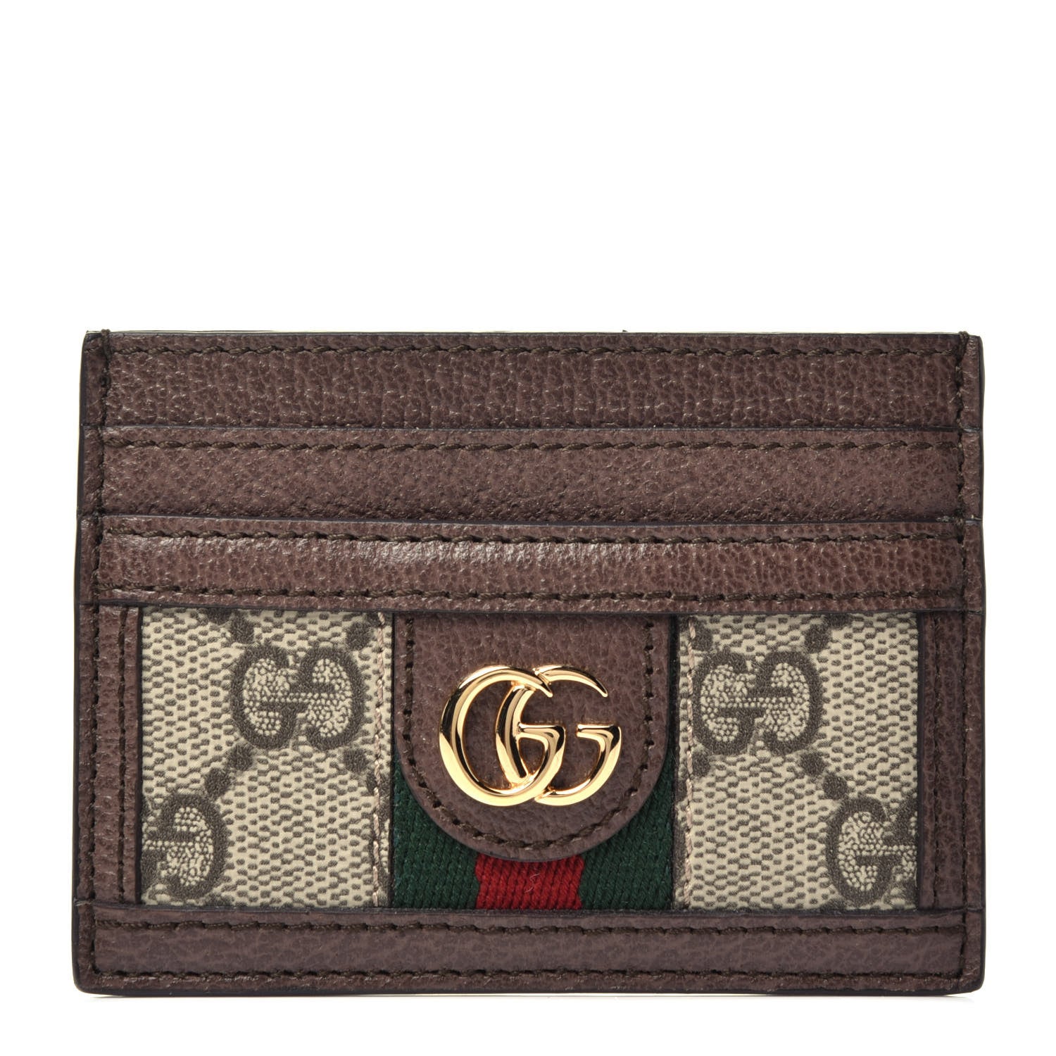 Gucci GG Supreme Monogram Ophidia Card Holder Brown 1 of 6