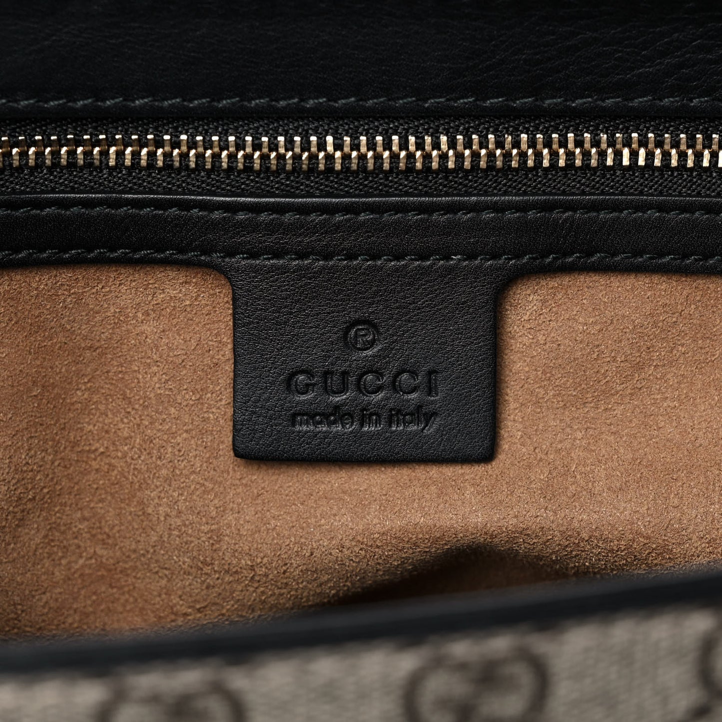GG Supreme Monogram Calfskin Medium Padlock Shoulder Bag Beige Black Cuir