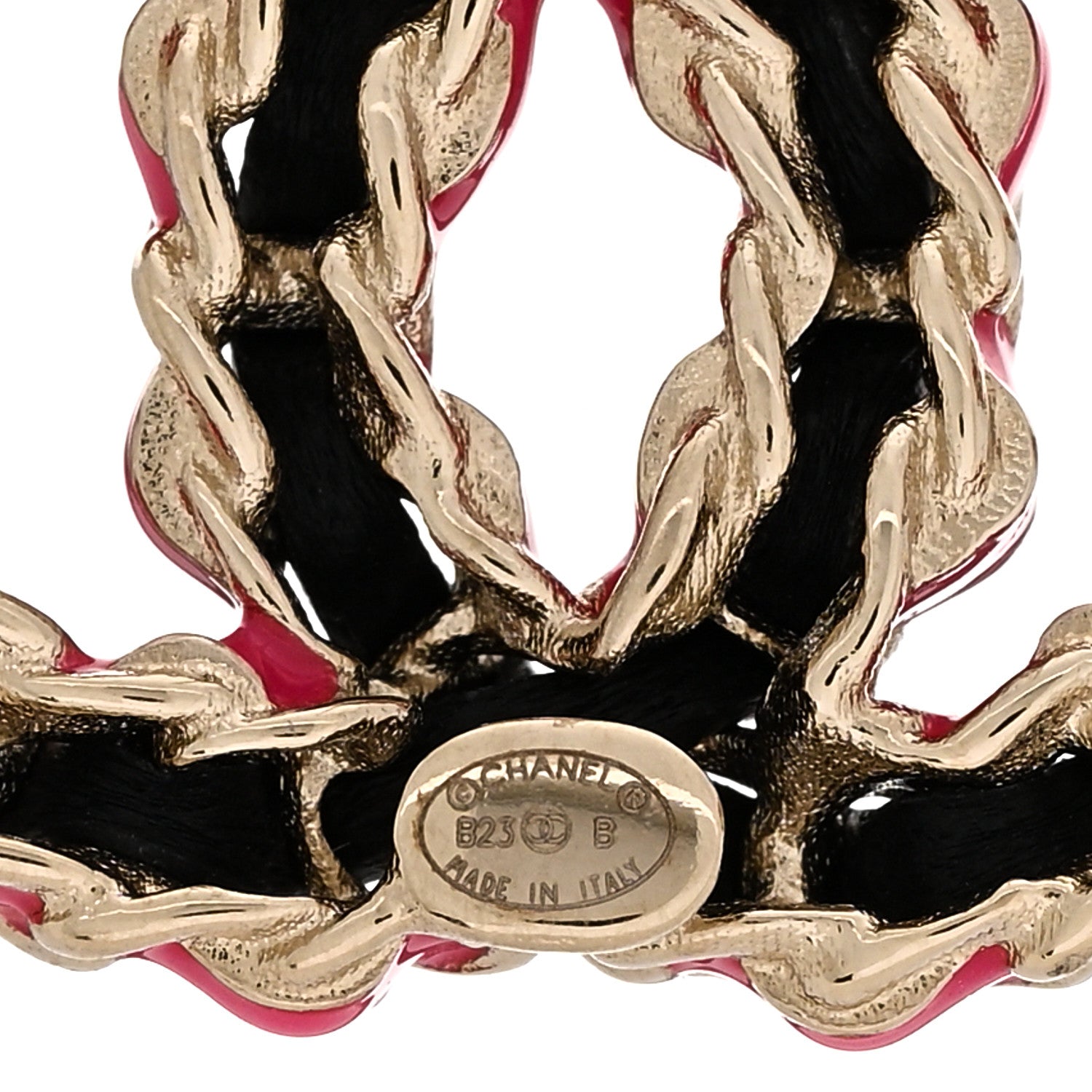 Chanel Lambskin CC Chain Earrings Black Gold Pink 4 of 5