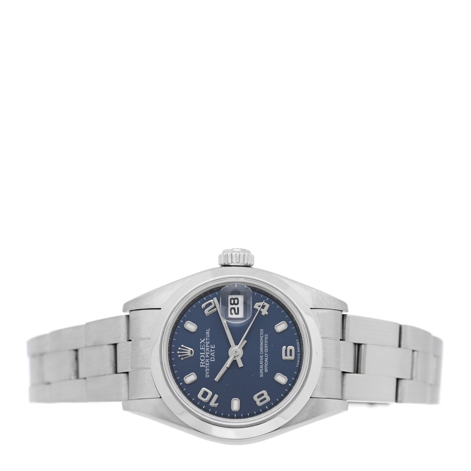 Rolex Stainless Steel 26mm Oyster Perpetual Date Watch Blue 79160 3 of 8