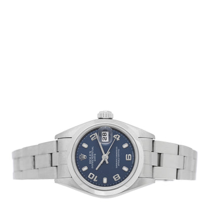 Rolex Stainless Steel 26mm Oyster Perpetual Date Watch Blue 79160 3 of 8