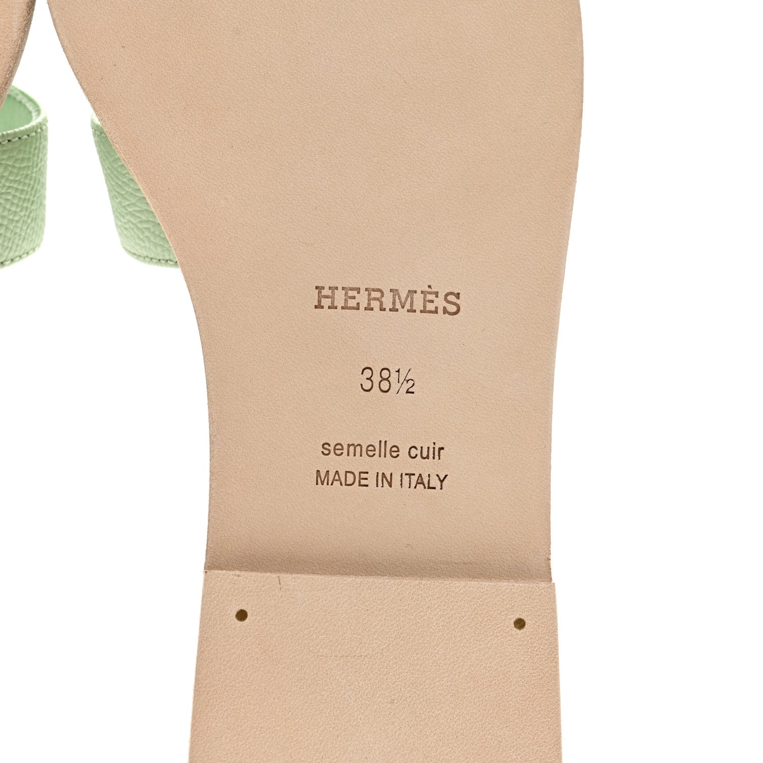 Hermes Epsom Oran Sandals 38.5 Vert Jade 6 of 8