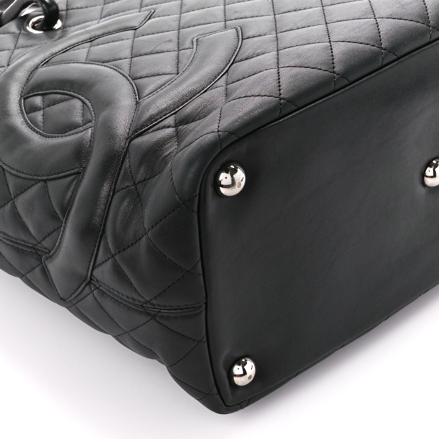 Calfskin Quilted Large Cambon Tote Black