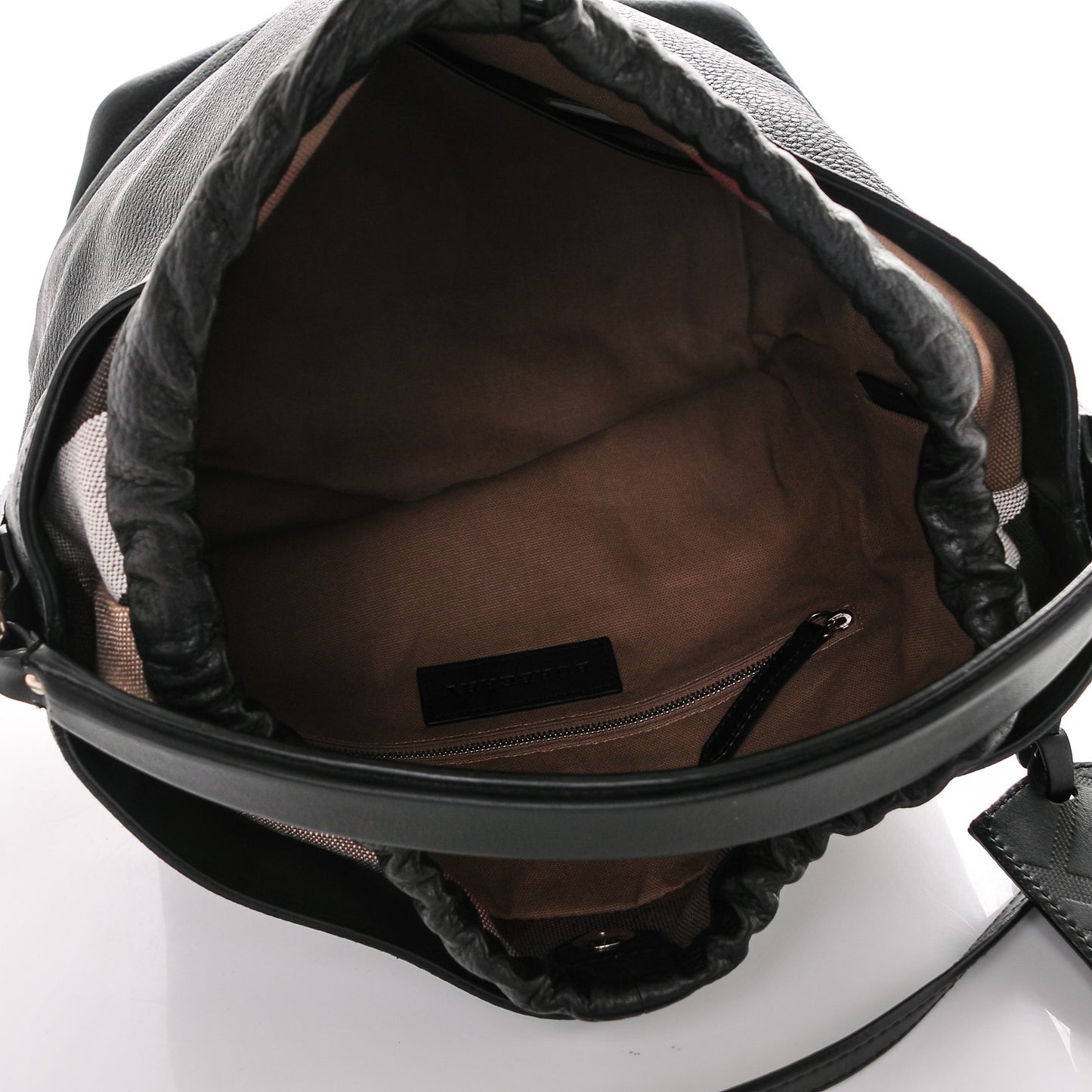 Grainy Calfskin Canvas Mega Check Medium Ashby Hobo Black