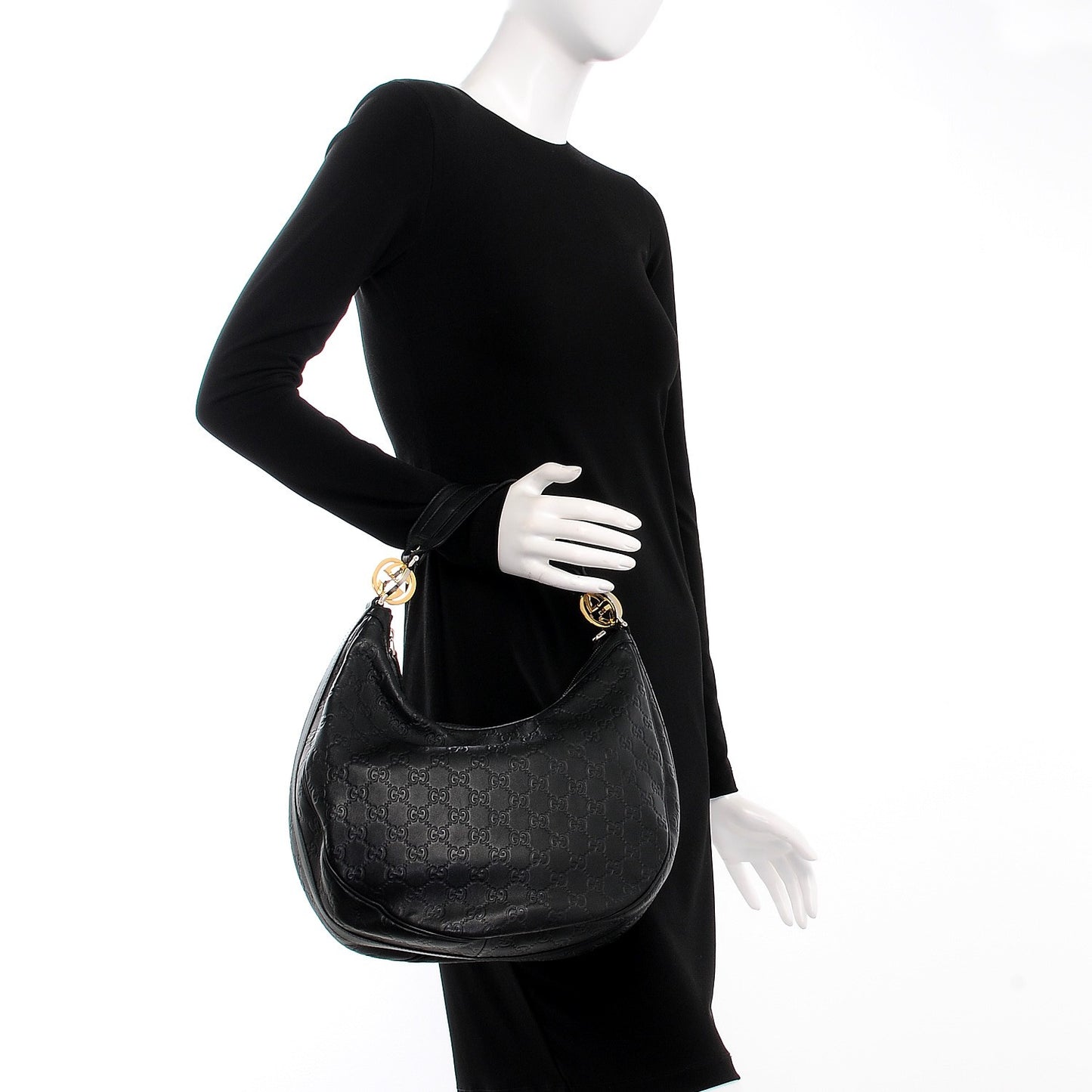 Guccissima Medium GG Twins Hobo Black