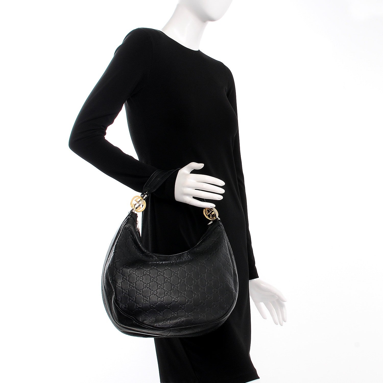 Gucci Guccissima Medium GG Twins Hobo Black 2 of 10