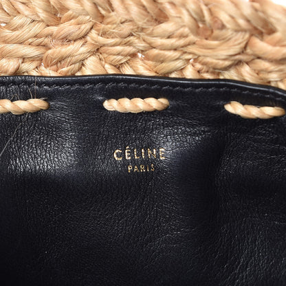 Celine Straw Calfskin Large Basket Bag Natural Black 6 of 7