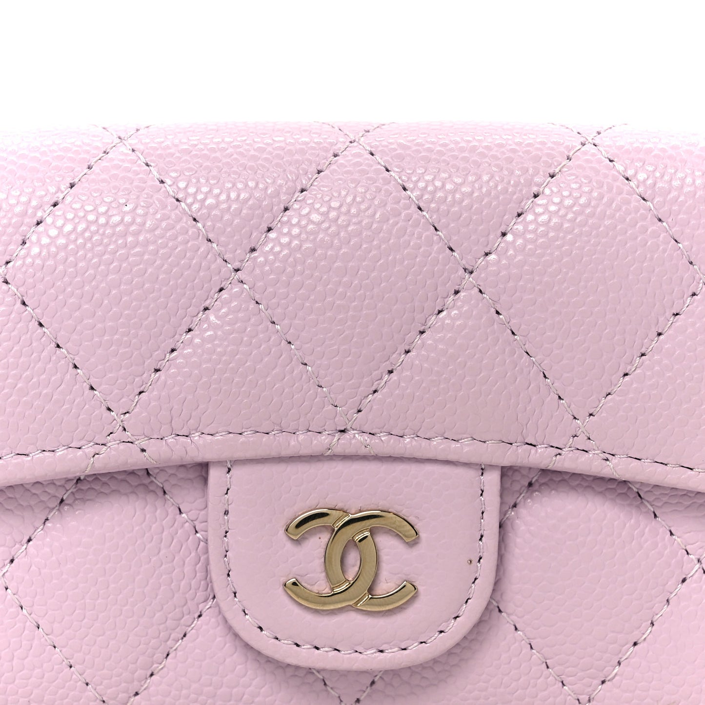 Caviar Quilted Classic 4 Key Holder Wallet Light Pink