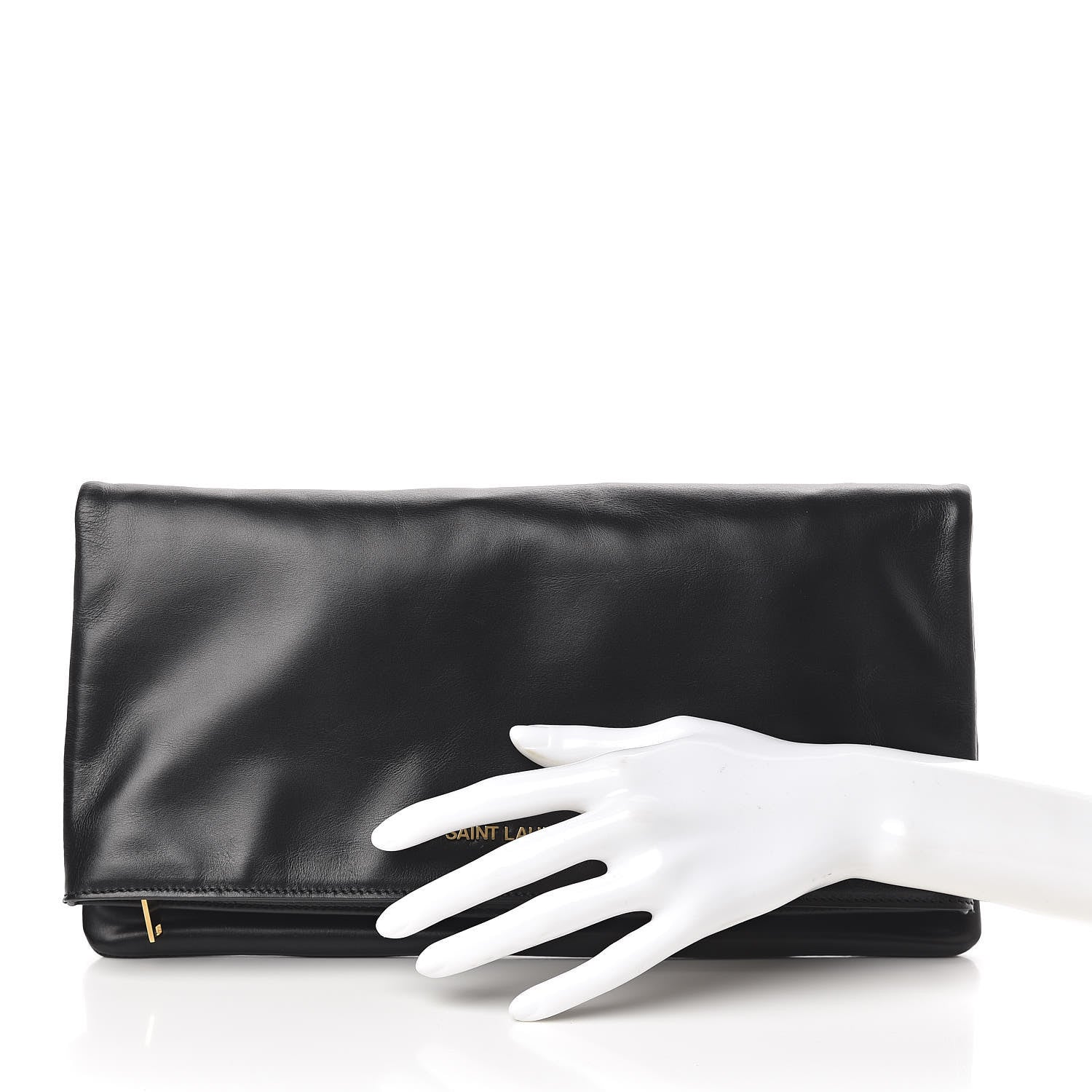 Saint Laurent Smooth Calfskin Letters Fold-Over Clutch Black 2 of 11