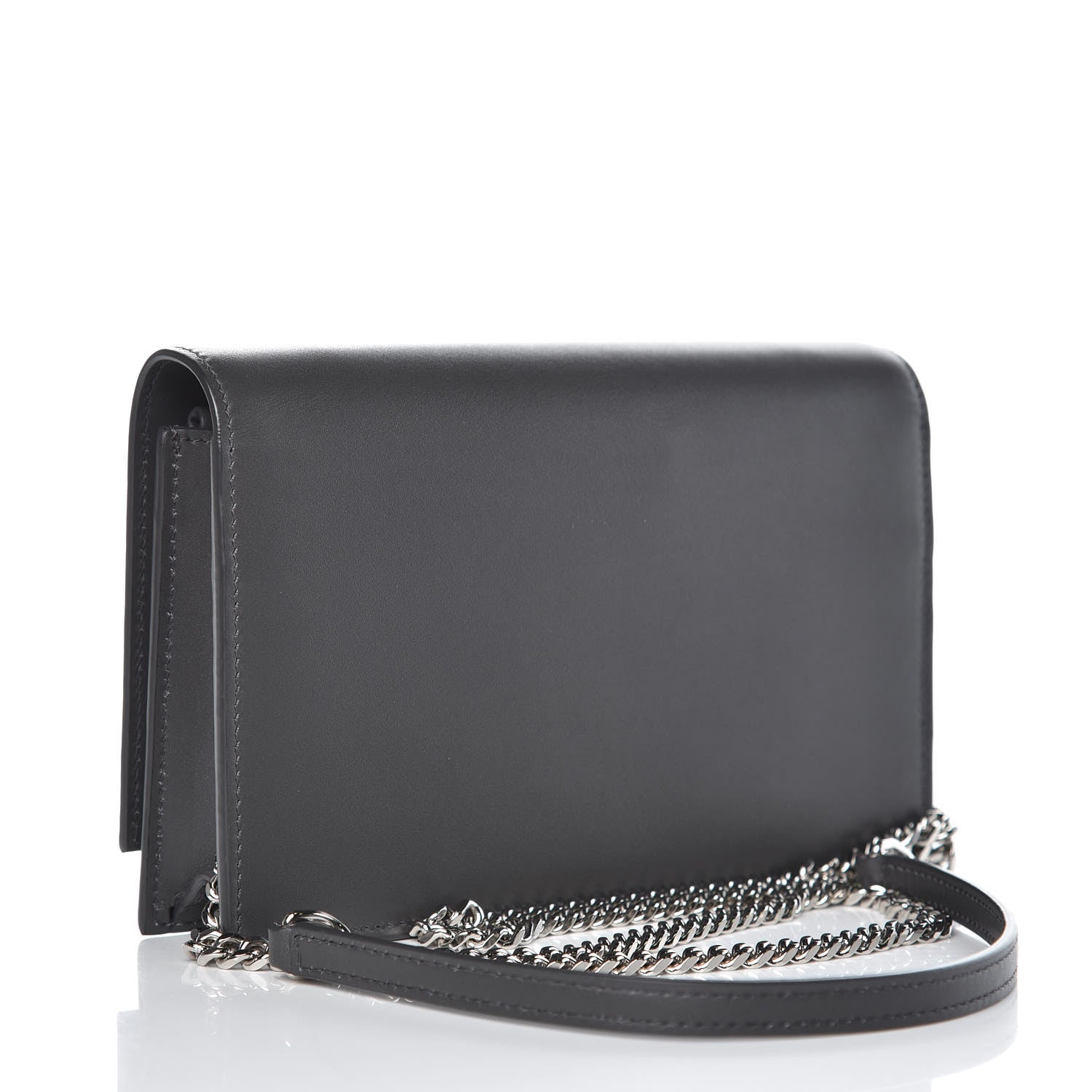 Saint Laurent Smooth Calfskin Classic Monogram Kate Tassel Chain Wallet Asphalt 3 of 7