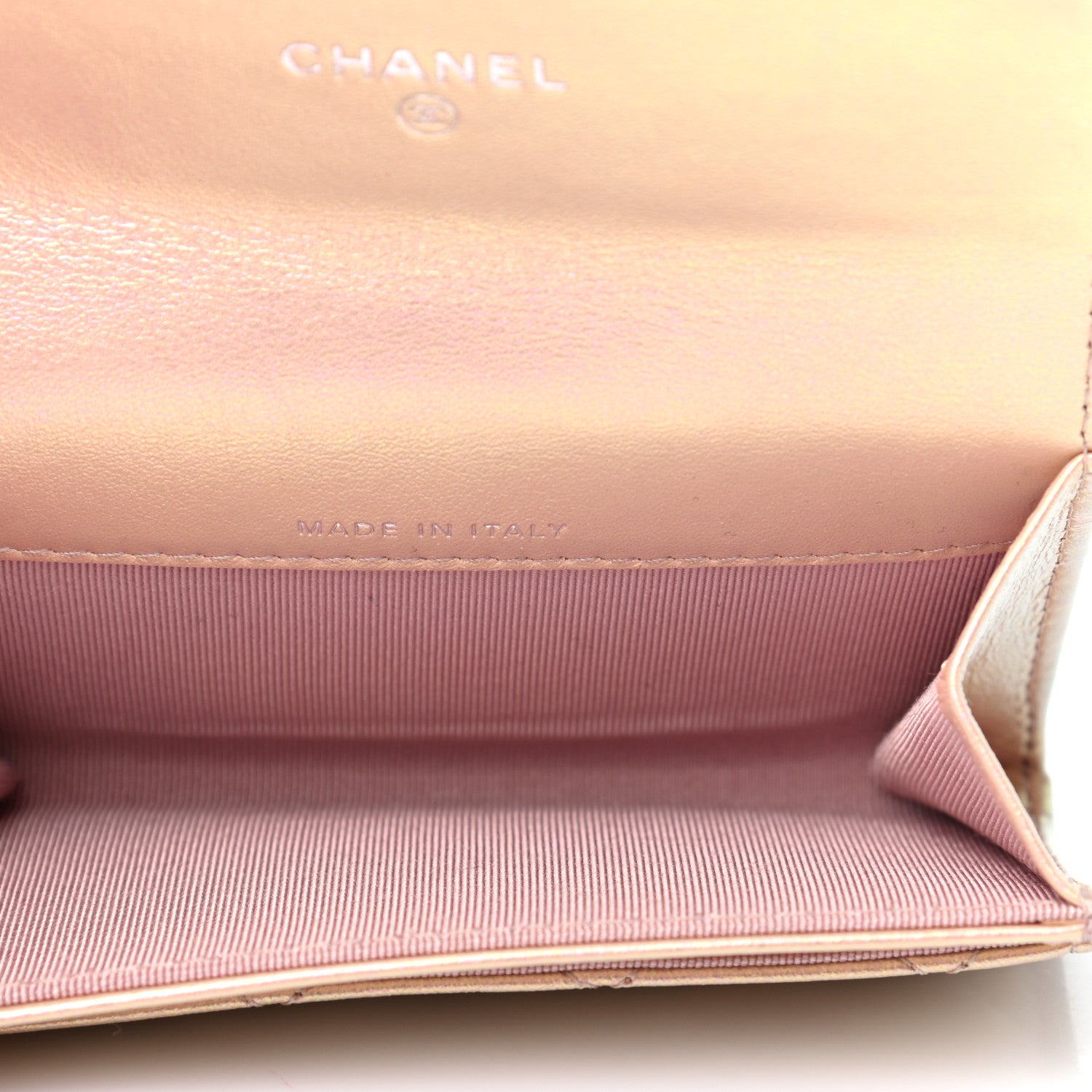 Chanel Iridescent Calfskin Quilted Flap Card Holder Wallet Pink 5 of 8