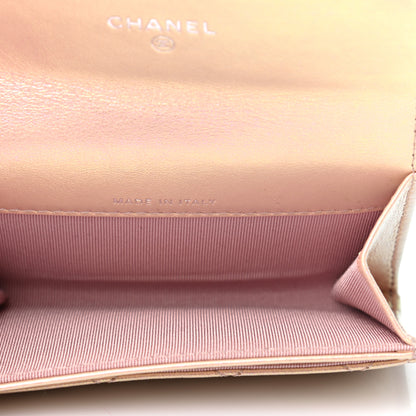Chanel Iridescent Calfskin Quilted Flap Card Holder Wallet Pink 5 of 8