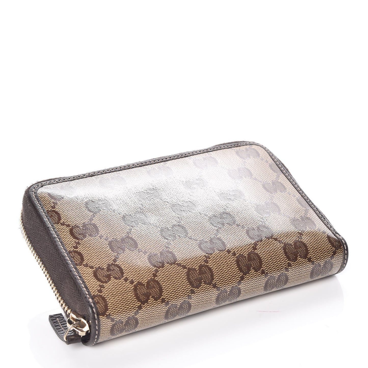 Crystal Monogram Zip Around Wallet Brown