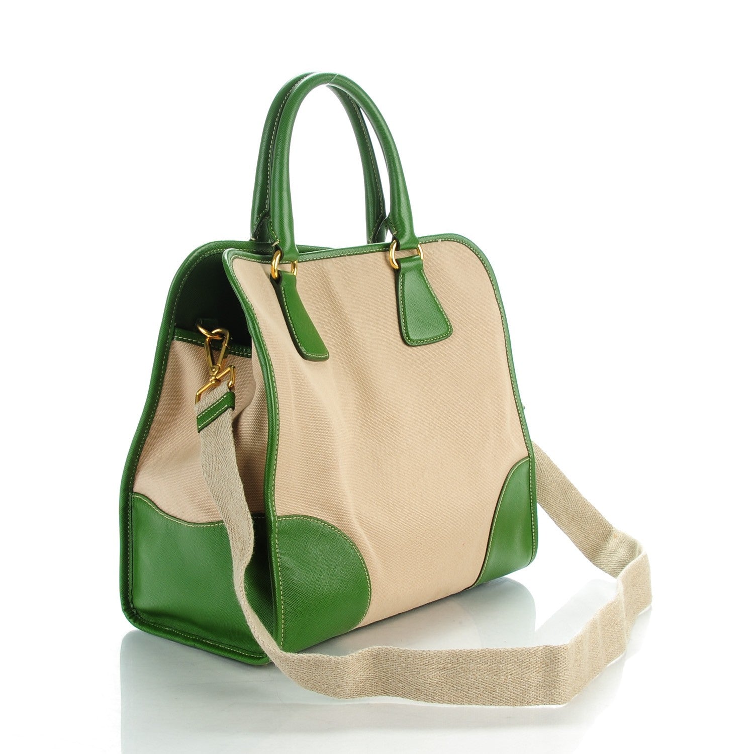 Prada Canapa Saffiano Shopping Tote Corda Larice 3 of 9