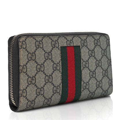 Gucci GG Supreme Monogram Web Zip Around Wallet Beige Cocoa 3 of 8