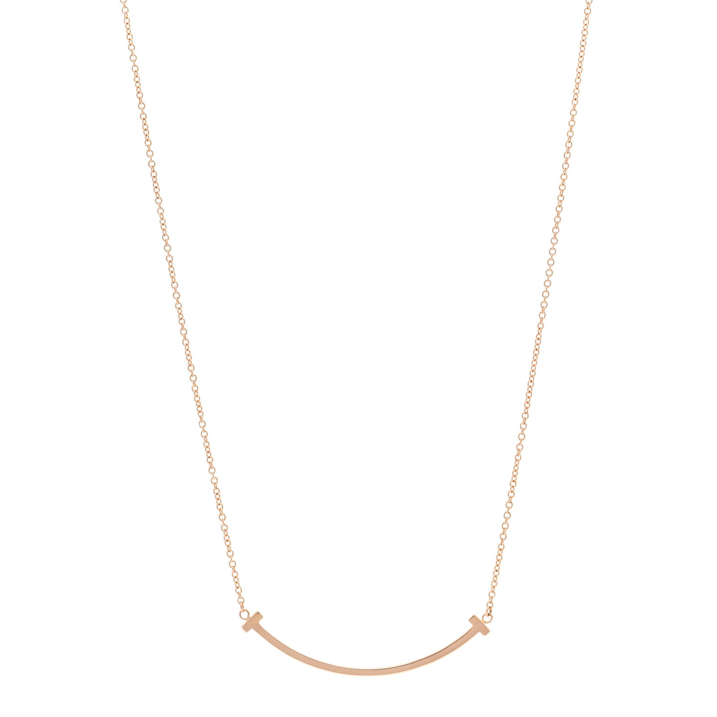 18K Rose Gold Small T Smile Pendant Necklace
