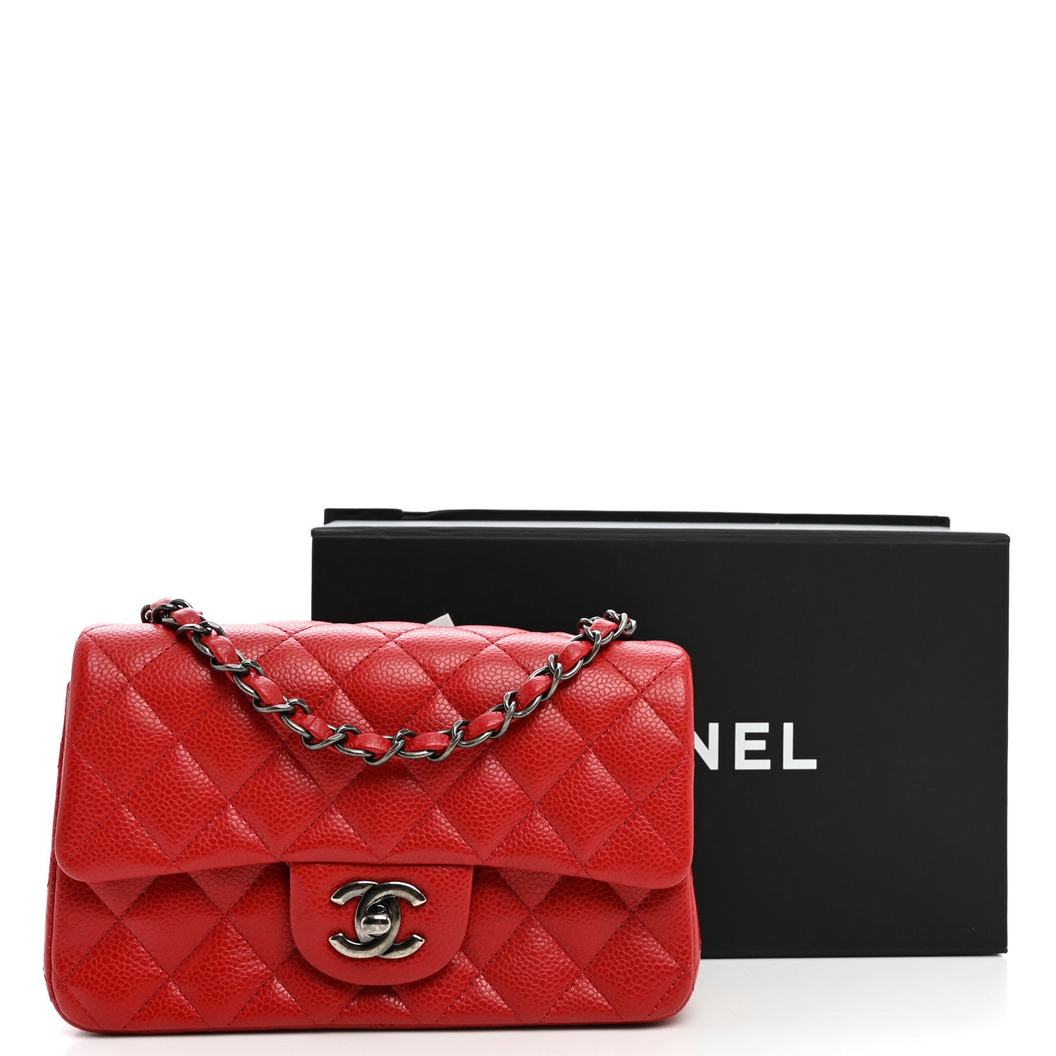 Chanel Caviar Quilted Mini Rectangular Flap Red 11 of 11