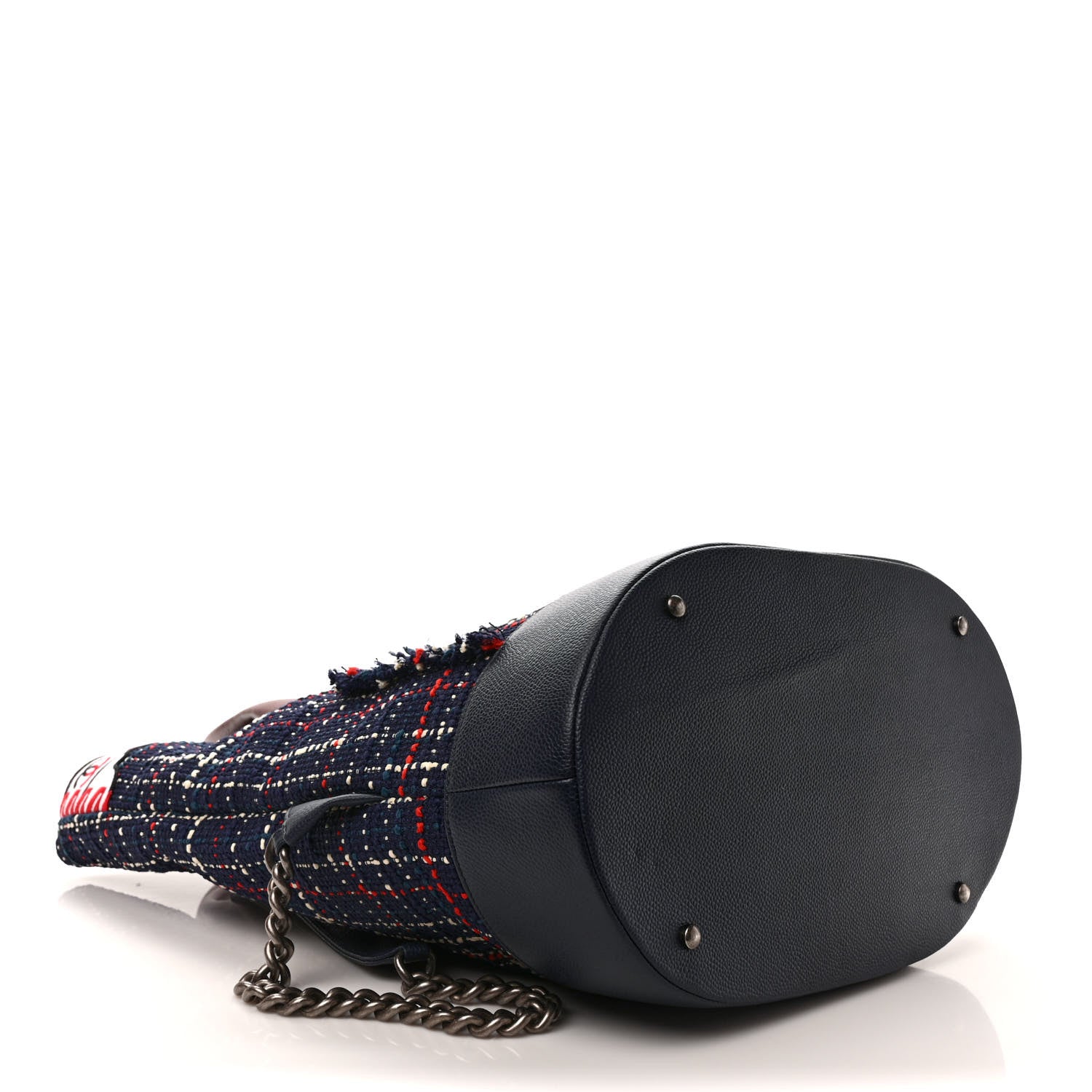 Chanel Tweed Crest Trip Backpack Navy Burgundy 4 of 9