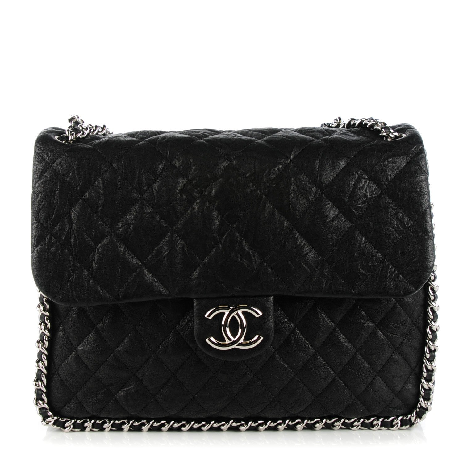 Chanel Crumpled Lambskin Maxi Chain Around Flap Black 1 of 7